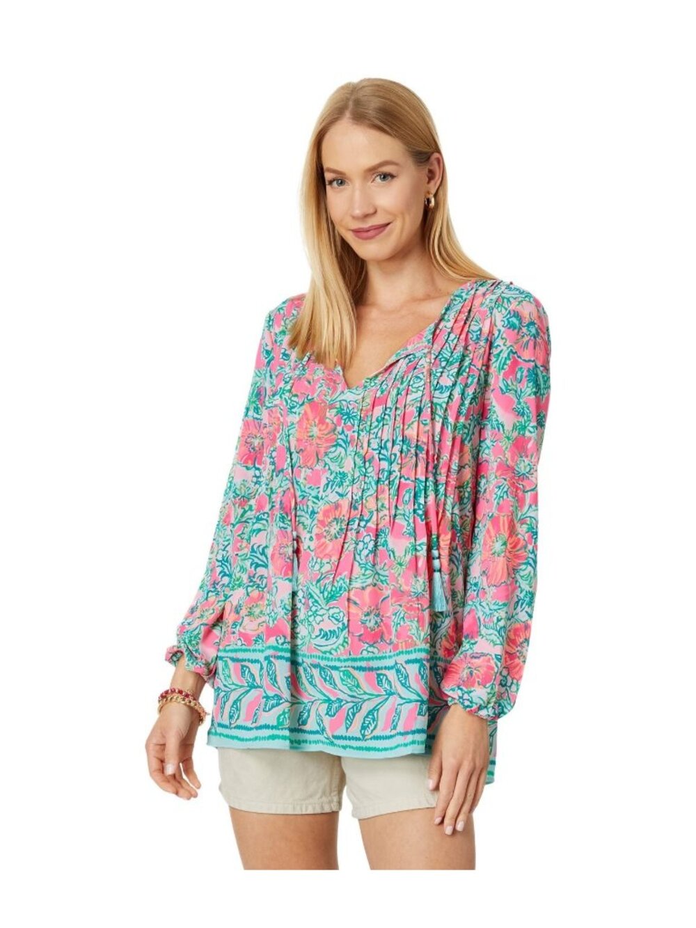 Lilly Pulitzer Womens Size XS Pink Marilina Long Sleeve Tunic Perfect Poppy NEW